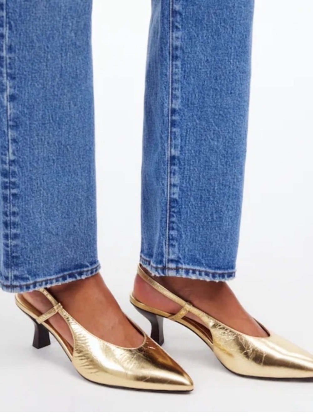 Madewell The Debbie Metallic Gold Slingback Pumps Shoes 7